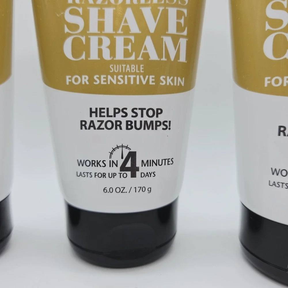 Lot Of 5 Magic Hair Removal Razorless Shave Cream For Sensitive Skin 6oz Each